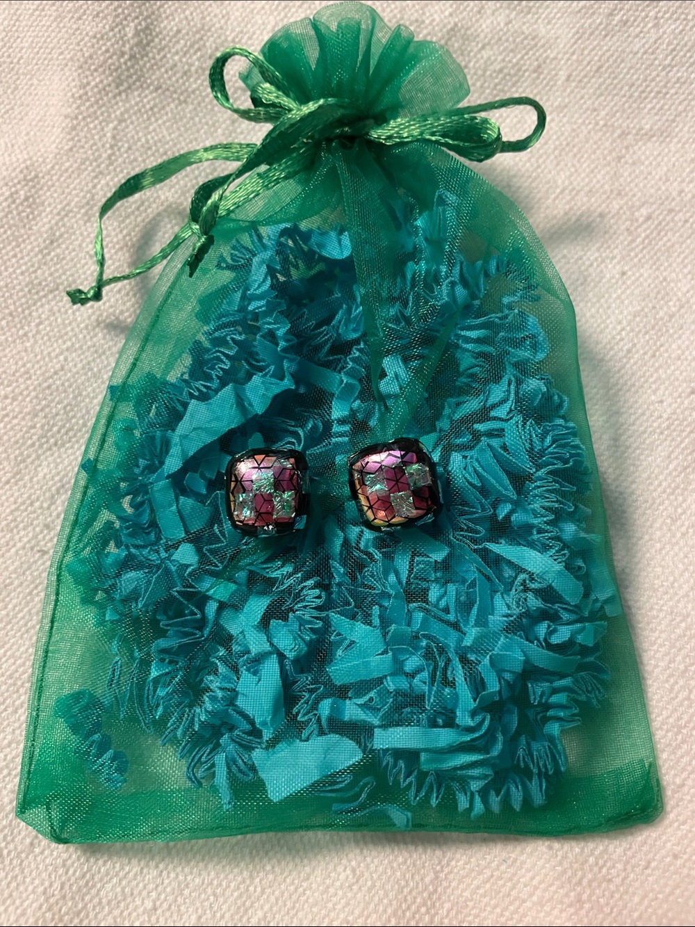 Dichroic Mosaic Stud Earrings